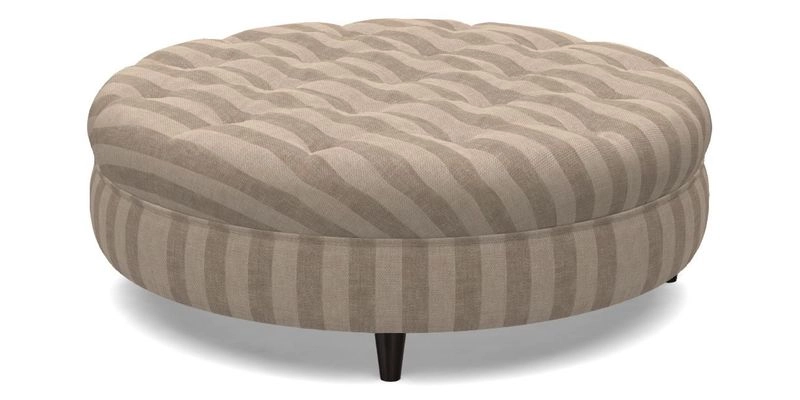 Helmsley Round Footstool in Linwood Omega Velvet Navy