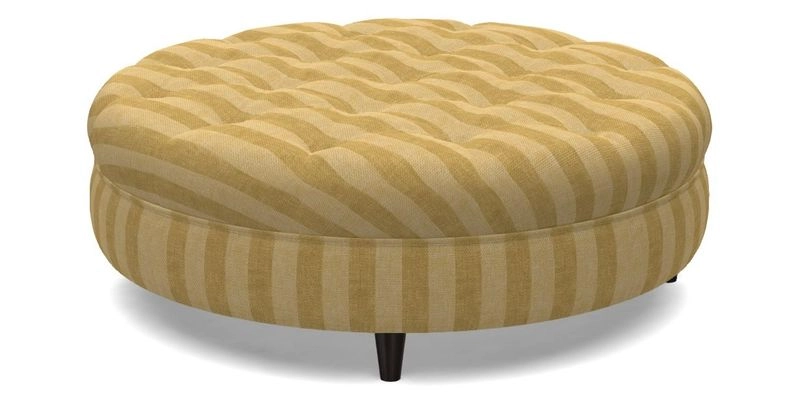 Helmsley Round Footstool in Linwood Omega Velvet Navy