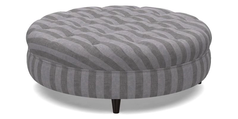 Helmsley Round Footstool in Linwood Omega Velvet Navy