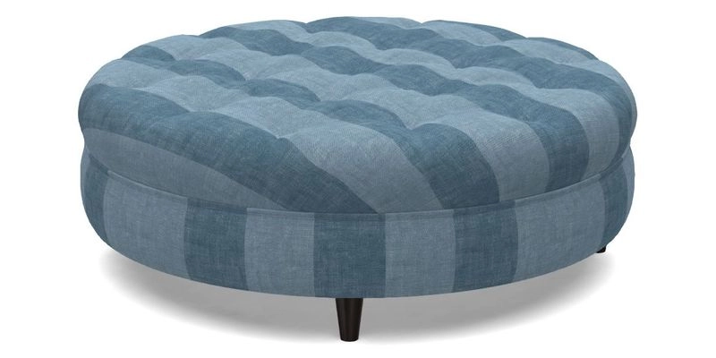 Helmsley Round Footstool in Linwood Omega Velvet Navy