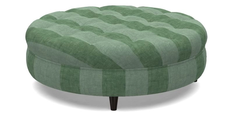 Helmsley Round Footstool in Linwood Omega Velvet Navy
