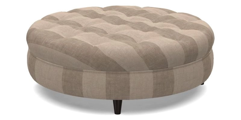 Helmsley Round Footstool in Linwood Omega Velvet Navy