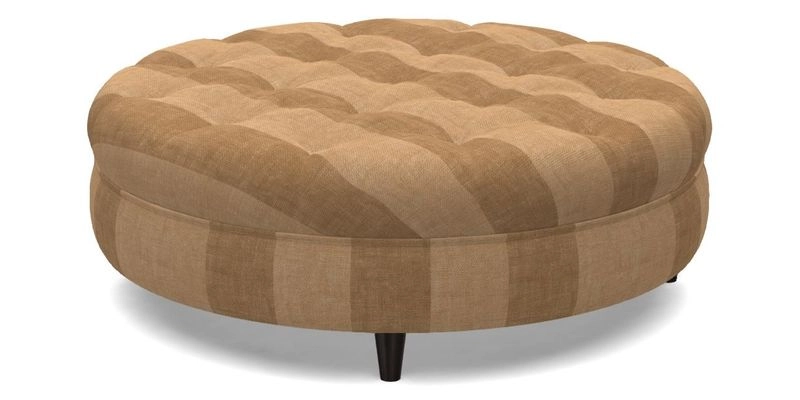 Helmsley Round Footstool in Linwood Omega Velvet Navy