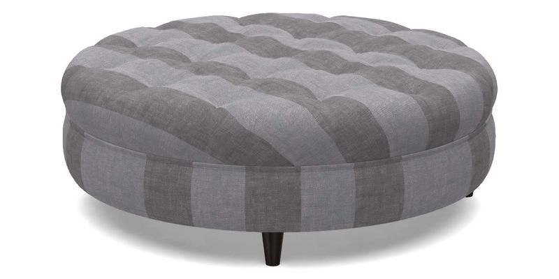 Helmsley Round Footstool in Linwood Omega Velvet Navy