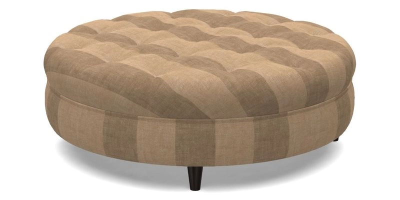 Helmsley Round Footstool in Linwood Omega Velvet Navy