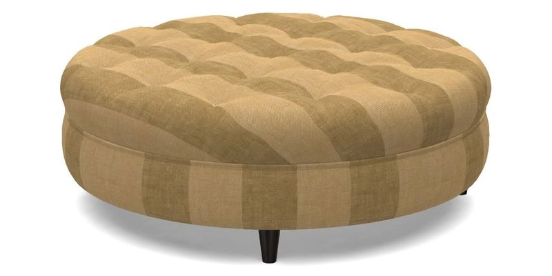 Helmsley Round Footstool in Linwood Omega Velvet Navy