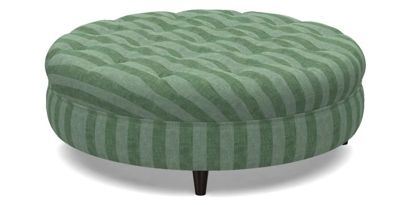 Helmsley Round Footstool in Linwood Omega Velvet Navy