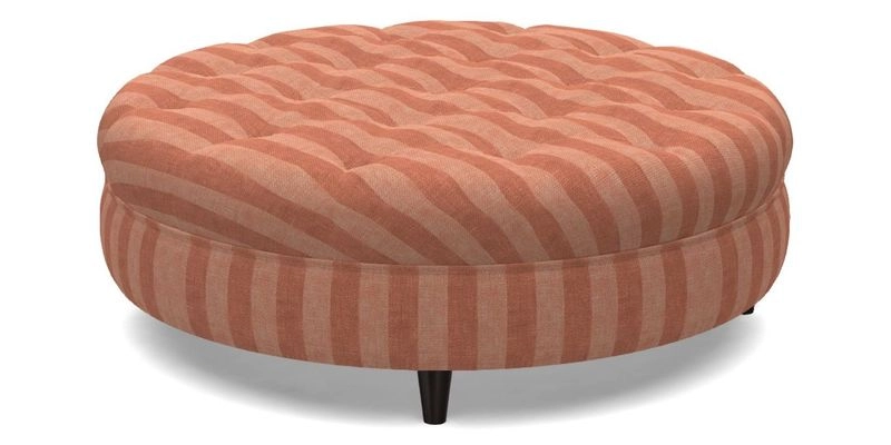 Helmsley Round Footstool in Linwood Omega Velvet Navy