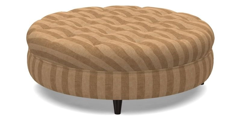 Helmsley Round Footstool in Linwood Omega Velvet Navy