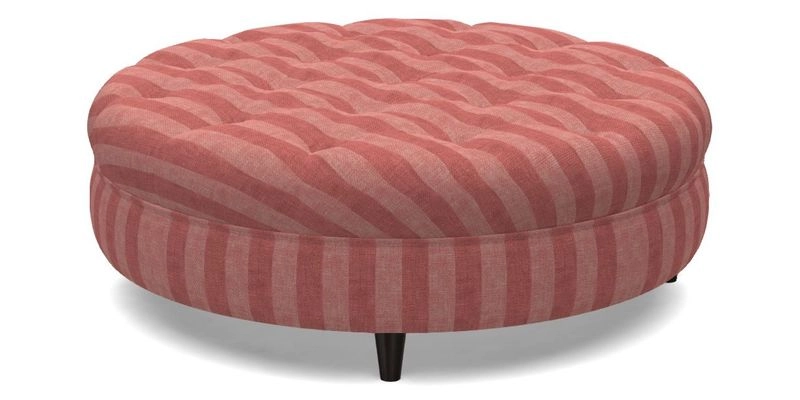 Helmsley Round Footstool in Linwood Omega Velvet Navy