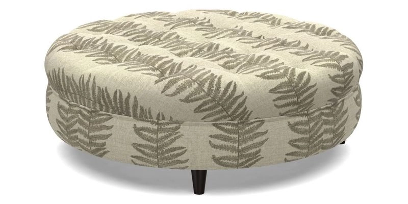 Helmsley Round Footstool in Linwood Omega Velvet Navy