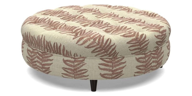Helmsley Round Footstool in Linwood Omega Velvet Navy