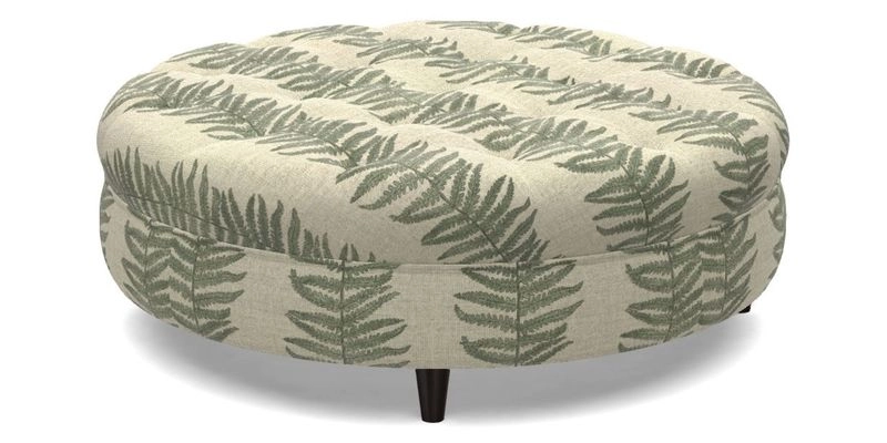 Helmsley Round Footstool in Linwood Omega Velvet Navy
