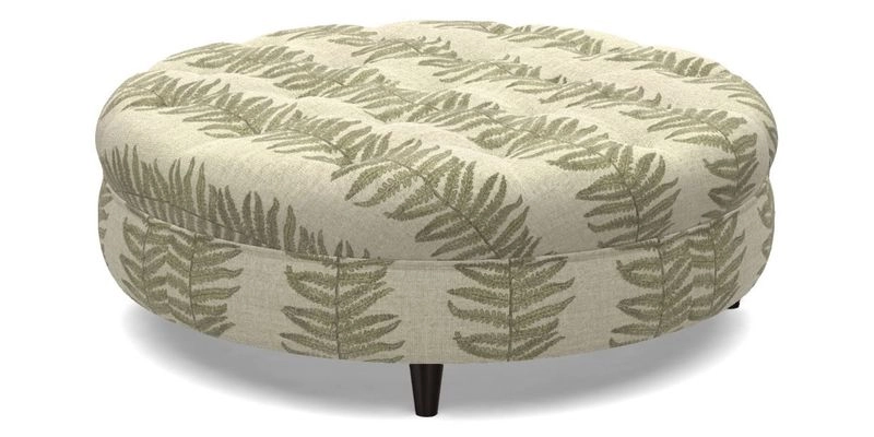 Helmsley Round Footstool in Linwood Omega Velvet Navy