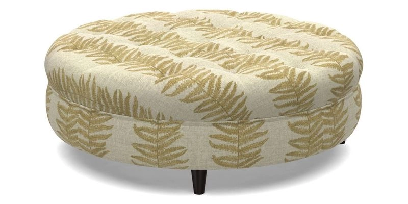 Helmsley Round Footstool in Linwood Omega Velvet Navy