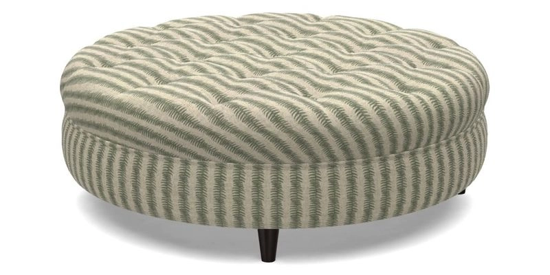 Helmsley Round Footstool in Linwood Omega Velvet Navy