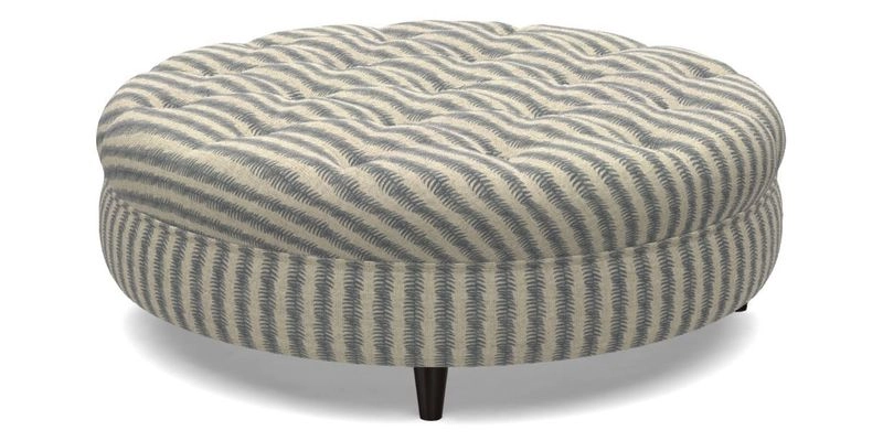 Helmsley Round Footstool in Linwood Omega Velvet Navy