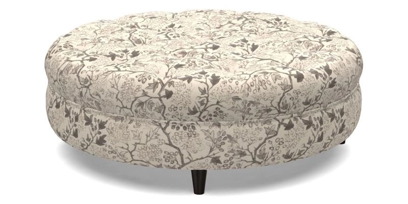 Helmsley Round Footstool in Linwood Omega Velvet Navy