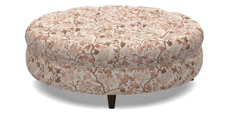 Helmsley Round Footstool in Linwood Omega Velvet Navy