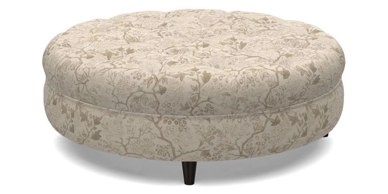 Helmsley Round Footstool in Linwood Omega Velvet Navy