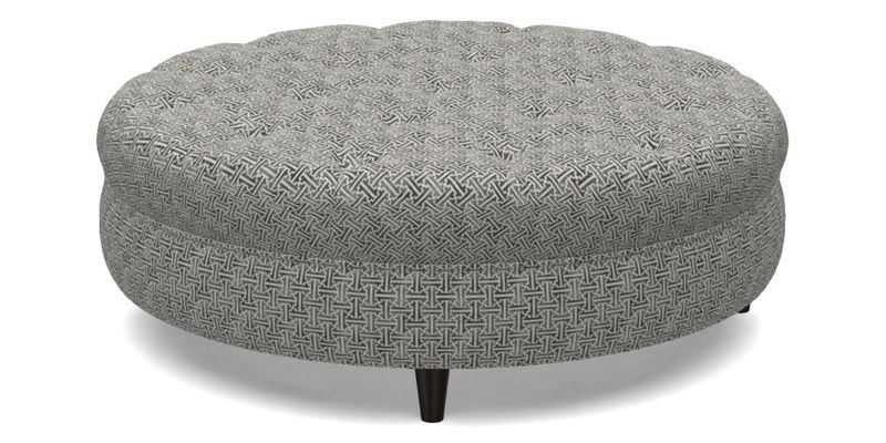 Helmsley Round Footstool in Linwood Omega Velvet Navy