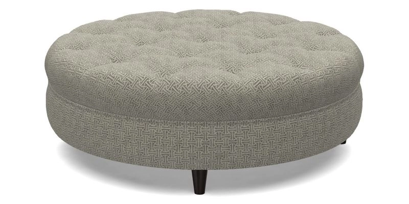 Helmsley Round Footstool in Linwood Omega Velvet Navy