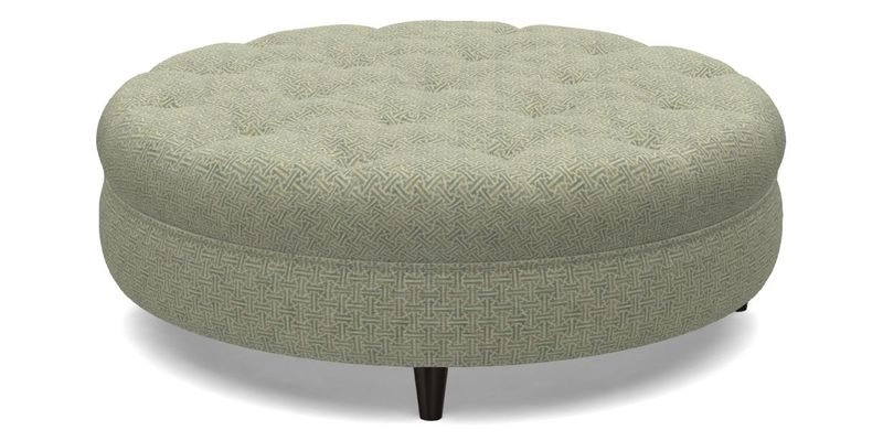 Helmsley Round Footstool in Linwood Omega Velvet Navy