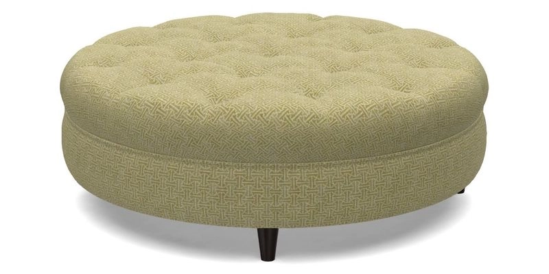 Helmsley Round Footstool in Linwood Omega Velvet Navy