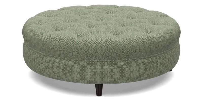 Helmsley Round Footstool in Linwood Omega Velvet Navy