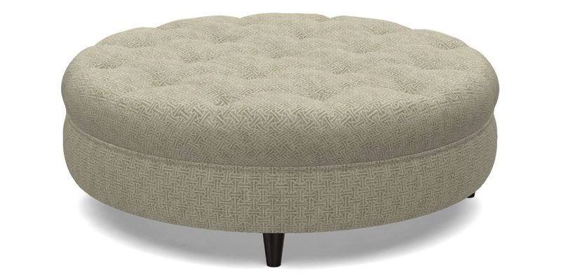 Helmsley Round Footstool in Linwood Omega Velvet Navy