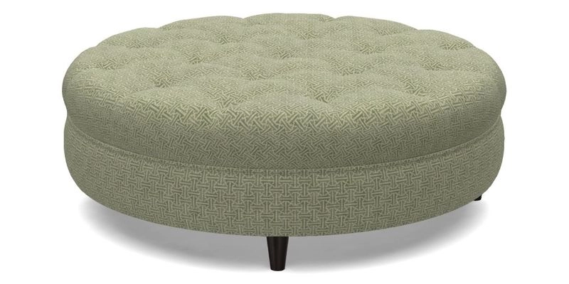 Helmsley Round Footstool in Linwood Omega Velvet Navy