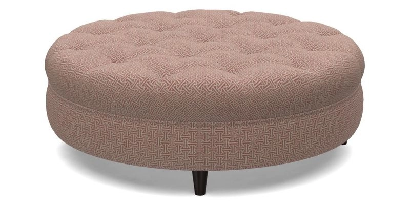 Helmsley Round Footstool in Linwood Omega Velvet Navy