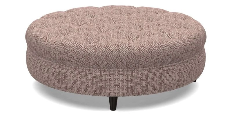 Helmsley Round Footstool in Linwood Omega Velvet Navy