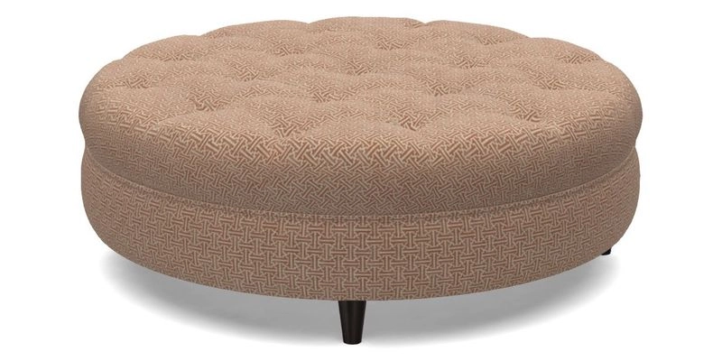 Helmsley Round Footstool in Linwood Omega Velvet Navy