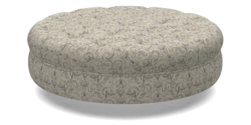 Helmsley Round Footstool in Linwood Omega Velvet Navy
