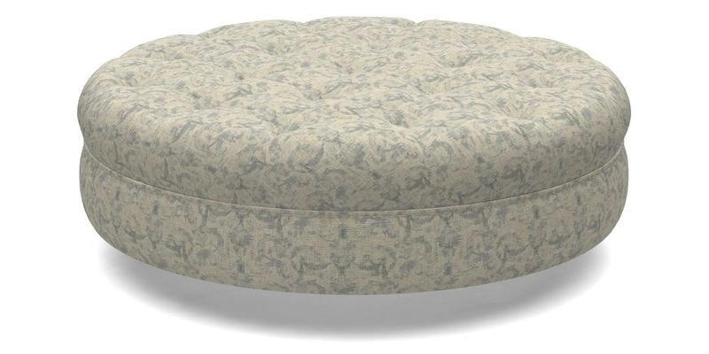 Helmsley Round Footstool in Linwood Omega Velvet Navy