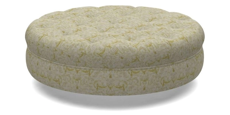 Helmsley Round Footstool in Linwood Omega Velvet Navy