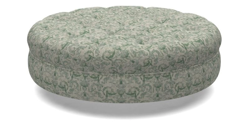 Helmsley Round Footstool in Linwood Omega Velvet Navy