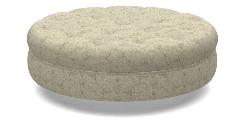 Helmsley Round Footstool in Linwood Omega Velvet Navy