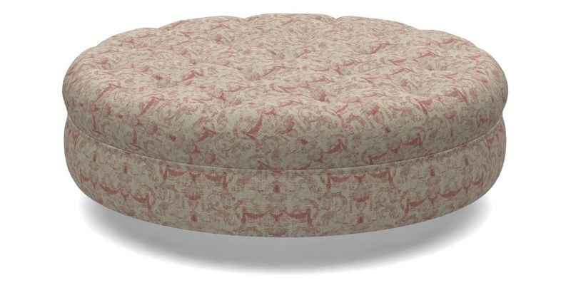 Helmsley Round Footstool in Linwood Omega Velvet Navy