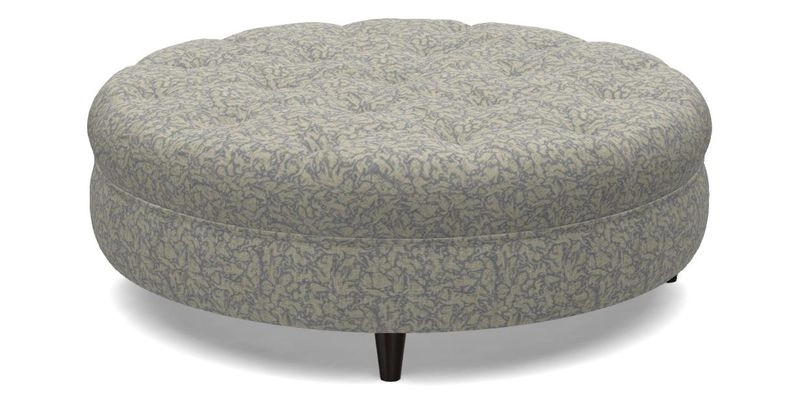 Helmsley Round Footstool in Linwood Omega Velvet Navy