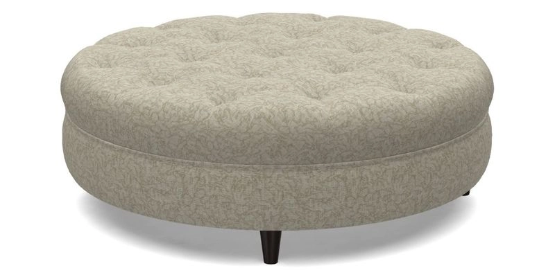 Helmsley Round Footstool in Linwood Omega Velvet Navy