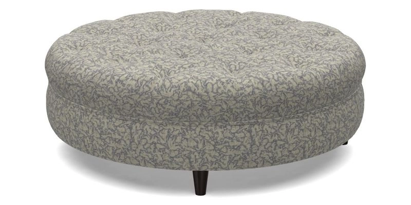 Helmsley Round Footstool in Linwood Omega Velvet Navy