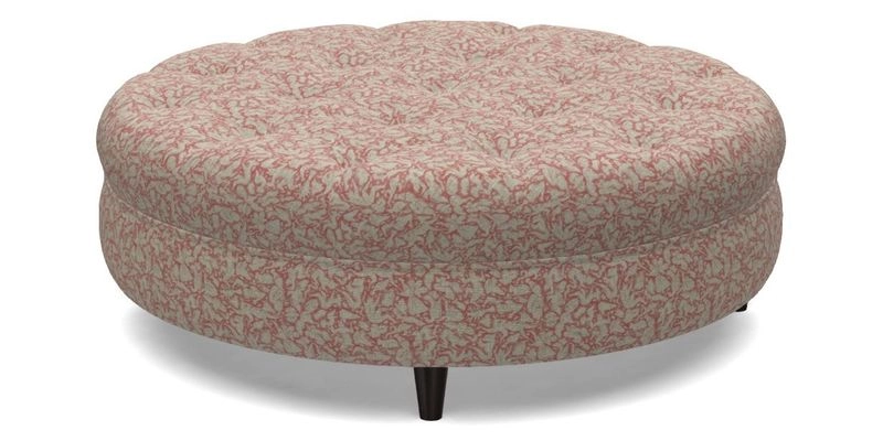 Helmsley Round Footstool in Linwood Omega Velvet Navy
