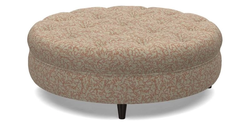 Helmsley Round Footstool in Linwood Omega Velvet Navy