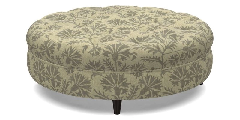 Helmsley Round Footstool in Linwood Omega Velvet Navy
