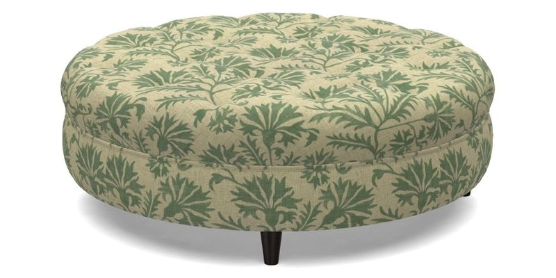 Helmsley Round Footstool in Linwood Omega Velvet Navy