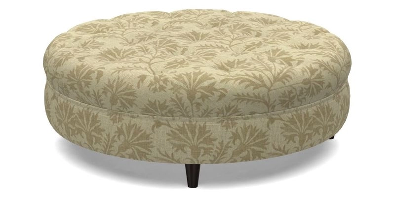 Helmsley Round Footstool in Linwood Omega Velvet Navy