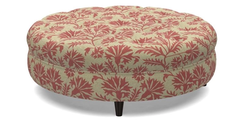 Helmsley Round Footstool in Linwood Omega Velvet Navy
