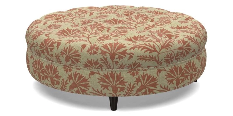 Helmsley Round Footstool in Linwood Omega Velvet Navy